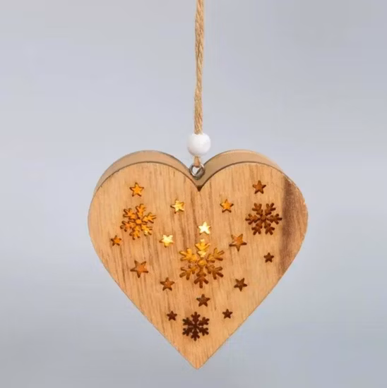 Pendentifs d'ornement en bois MDF, maisons de village suspendues artisanales avec lumières de décoration