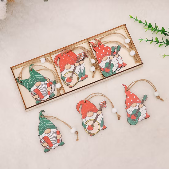 Ornements d'arbre de noël en bois, artisanat en bois Gnome, boîtes en bois et panneaux muraux